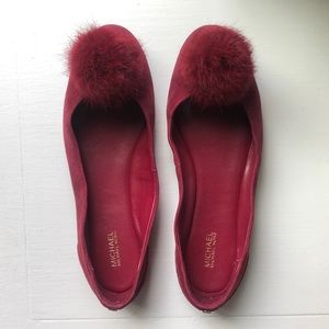 Michael Kors Women's Remi Fur Pom Pom Ballet Flats